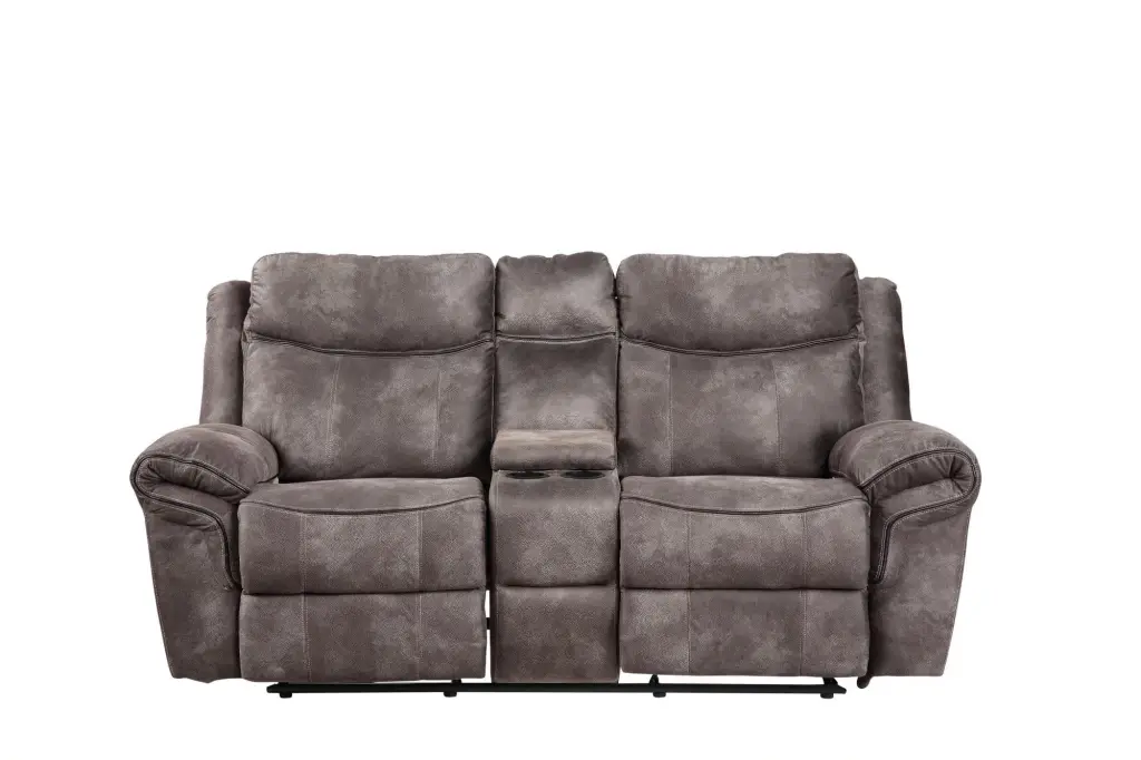 Steve Silver Nashville Faux Suede Glider Reclining Loveseat Console Gray Steve Silver Co.