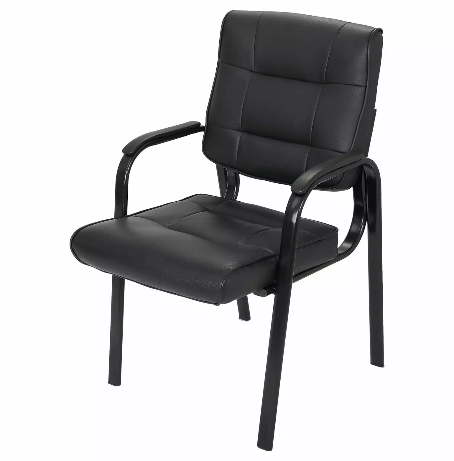 BULYAXIA PU Leather Executive Office Chair Ergonomic Back Support Guest Chair Armrest