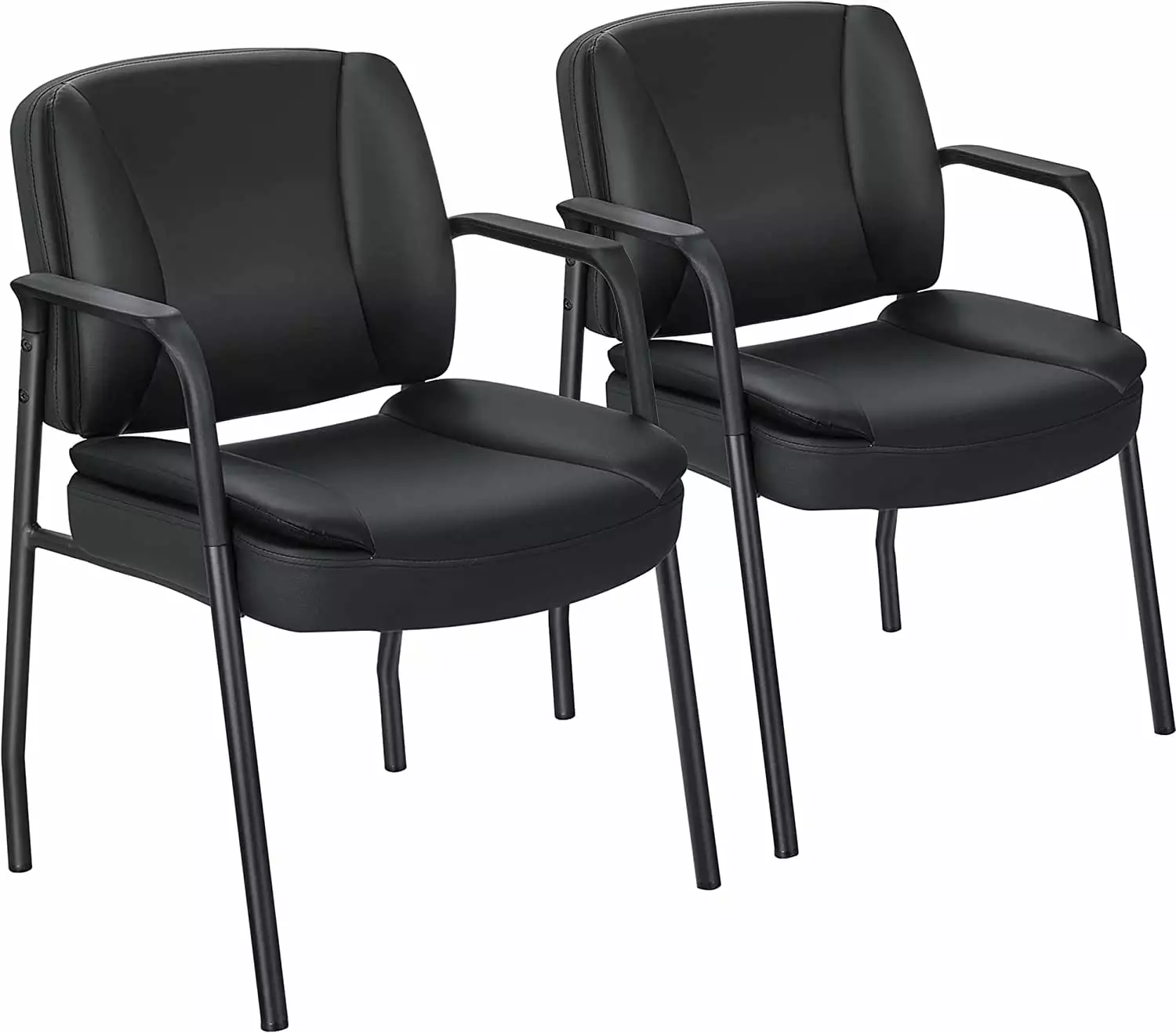 Office Guest Chair Waiting Room Reception Chairs Set 2 PU Leather Executive Desk Chair Padded Armrests JSPark