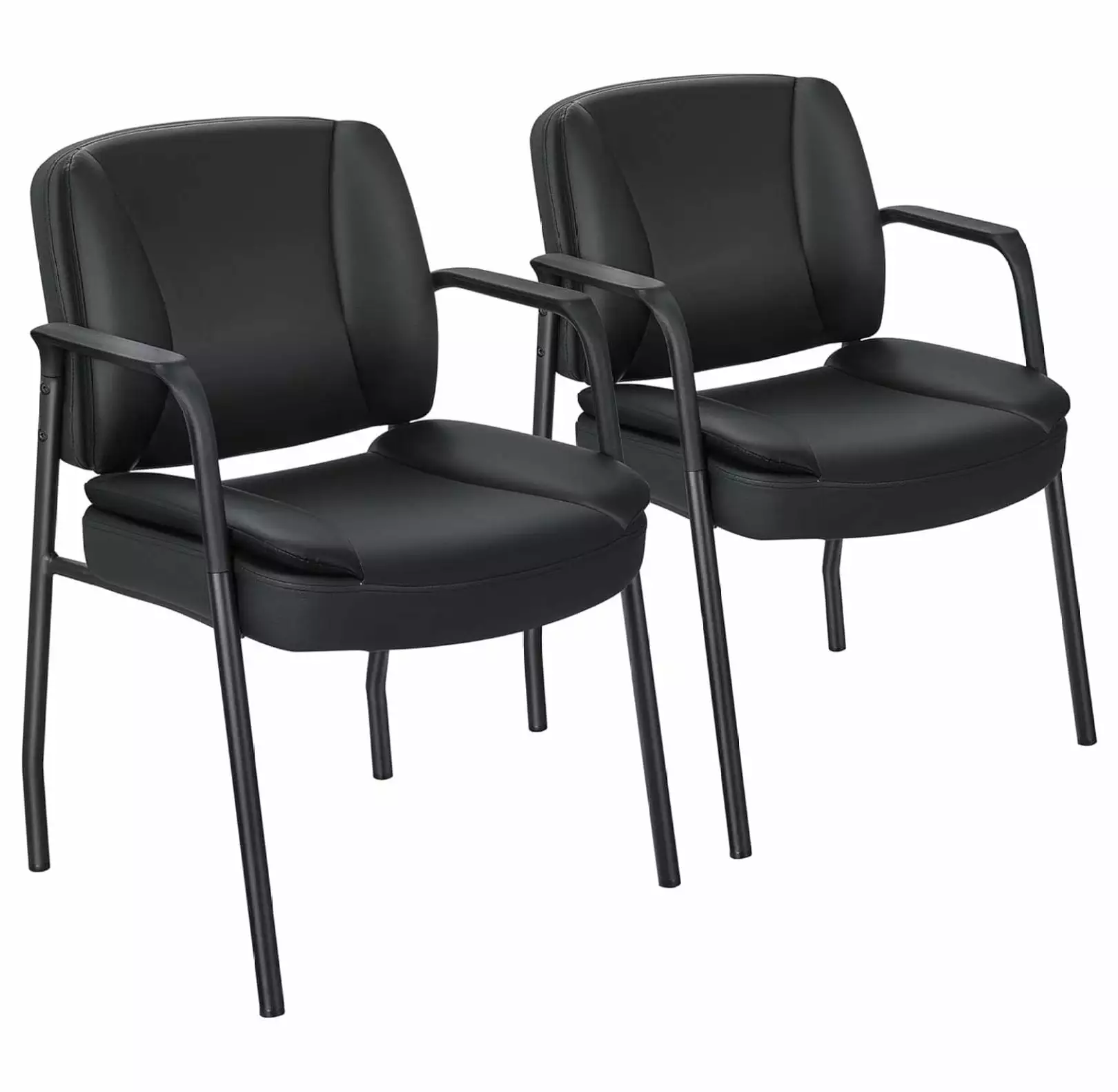 ZJINJIN Office Guest Chair Waiting Room Reception Chairs Set 2 PU Leather Executive Desk Chair Padded Armrests Meeting Con...