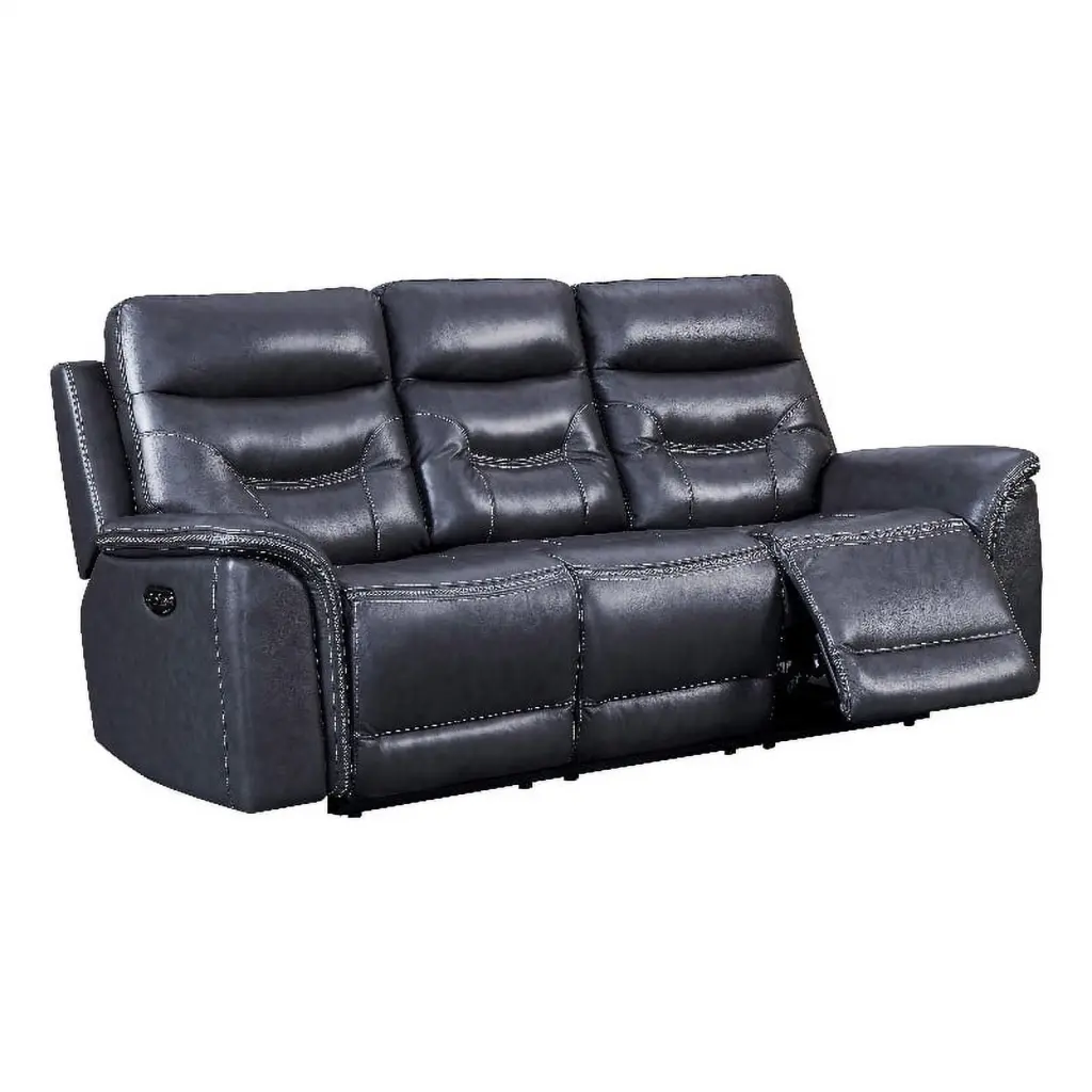 Leather Lusso Davenport Modern Genuine Leather & Hardwood Sofa Gray - Stylish Living Room Sofa