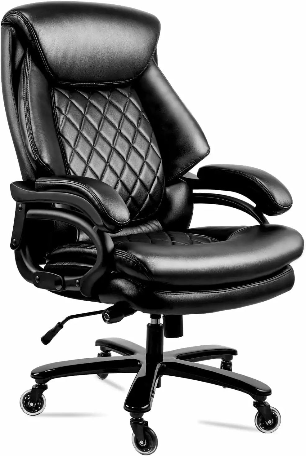 400lbs Big and Tall Office Chair Wide Spring Seat Executive Chair Back Support Heavy Duty PU Leather Computer Desk Chair B...