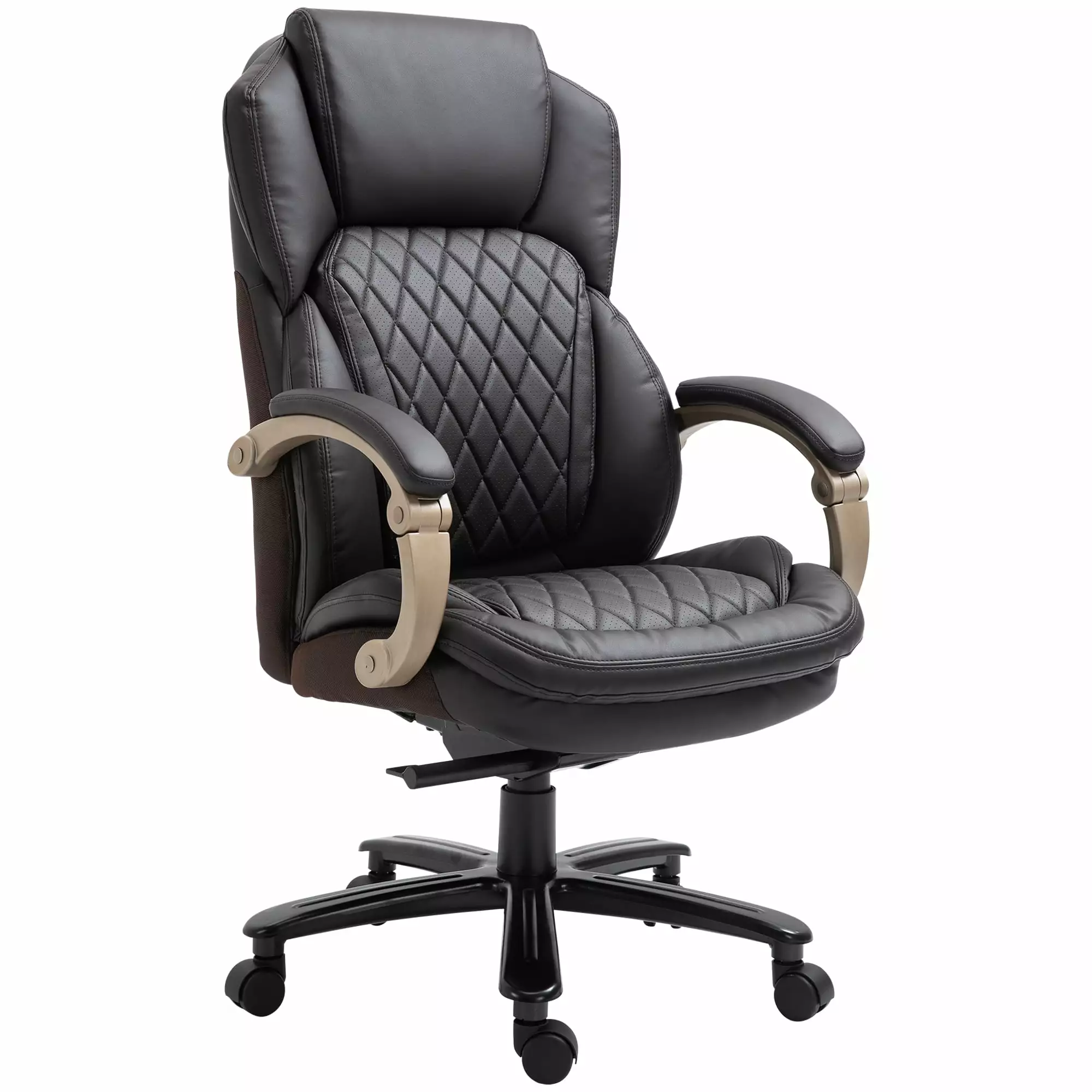 Big And Tall Executive Office Chair Wide Seat Computer Desk Chair High Back Diamond Stitching Adjustable Height Swivel Whe...