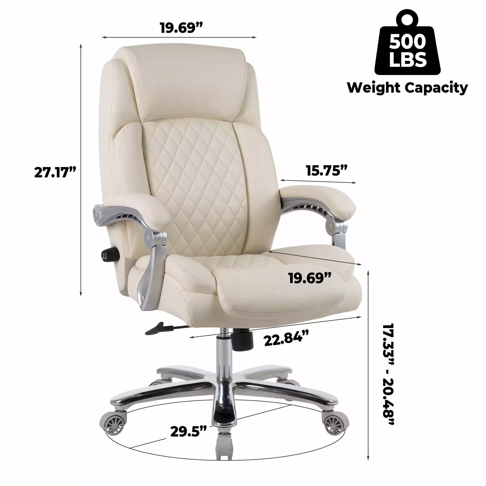 Executive Office Chair Leather Chair 30 Degree Back Lumbar Support 500 lb Heavy Duty Desk Chair DFAS