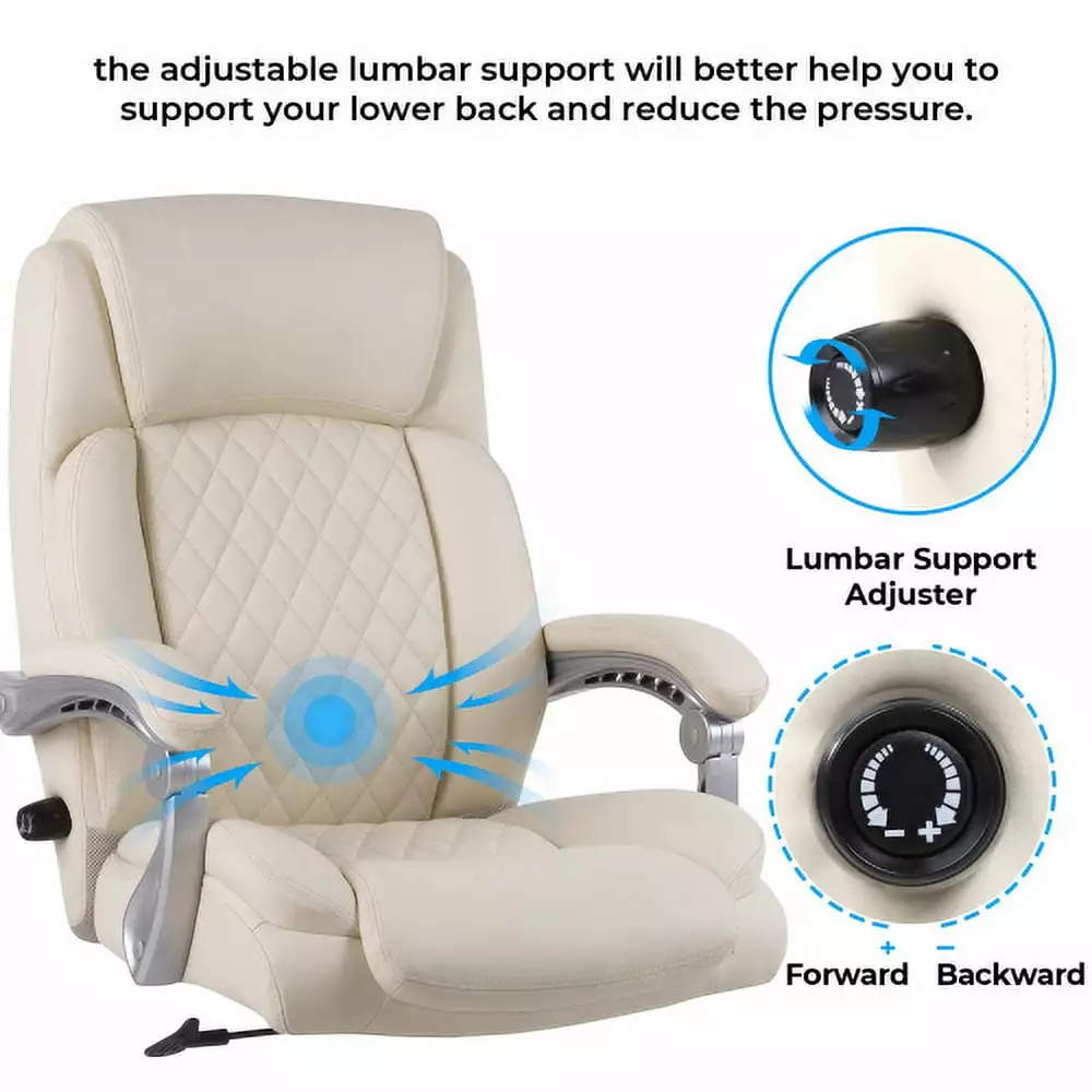 Leather Office Chair Executive Chair 30 Degree Back Lumbar Support 500 lb Heavy Duty Desk Chair DFAS