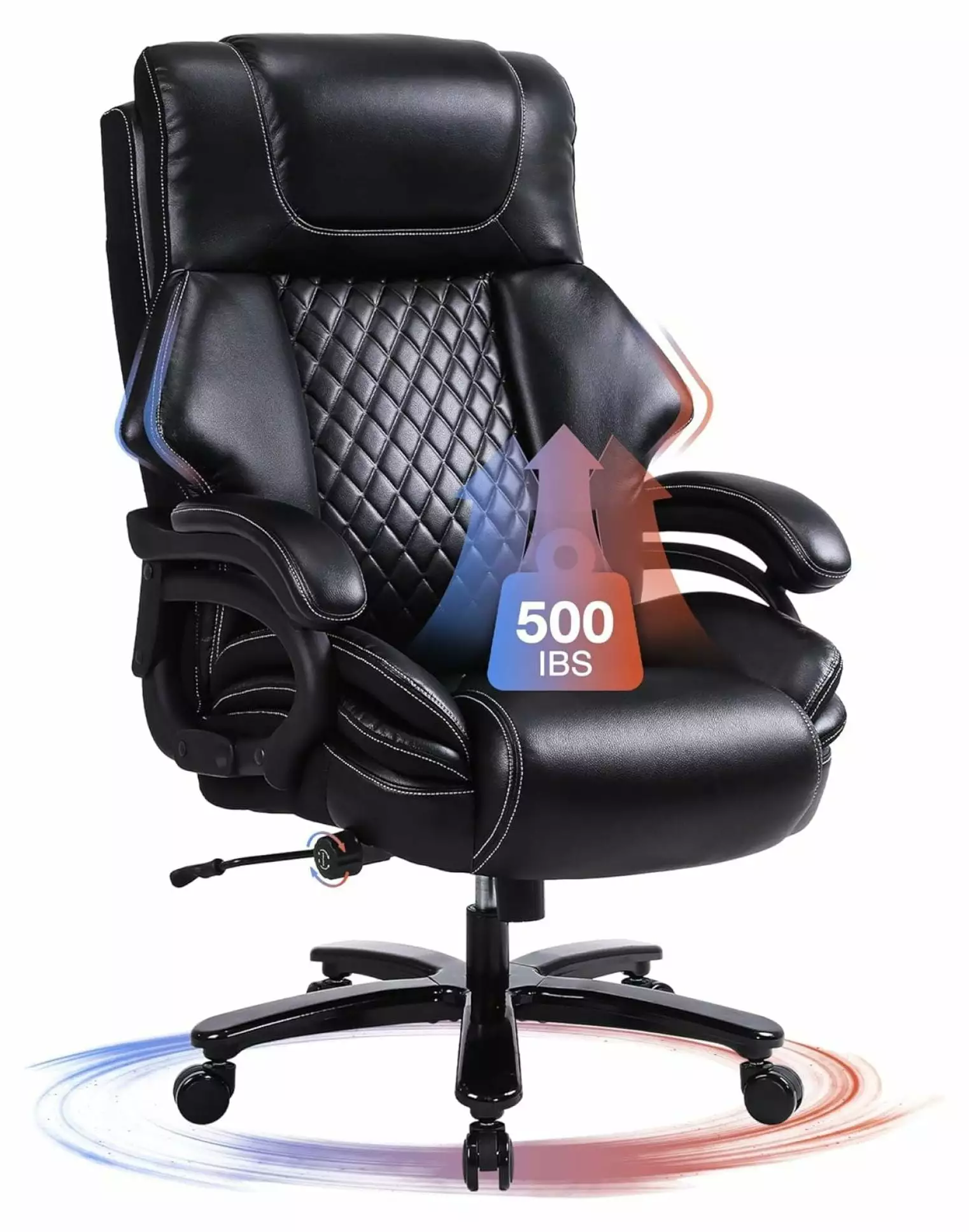 Big and Tall Office Chair 500lbs Capacity High Back Leather Design and Lumbar Support Heavy People JKALHFDJ