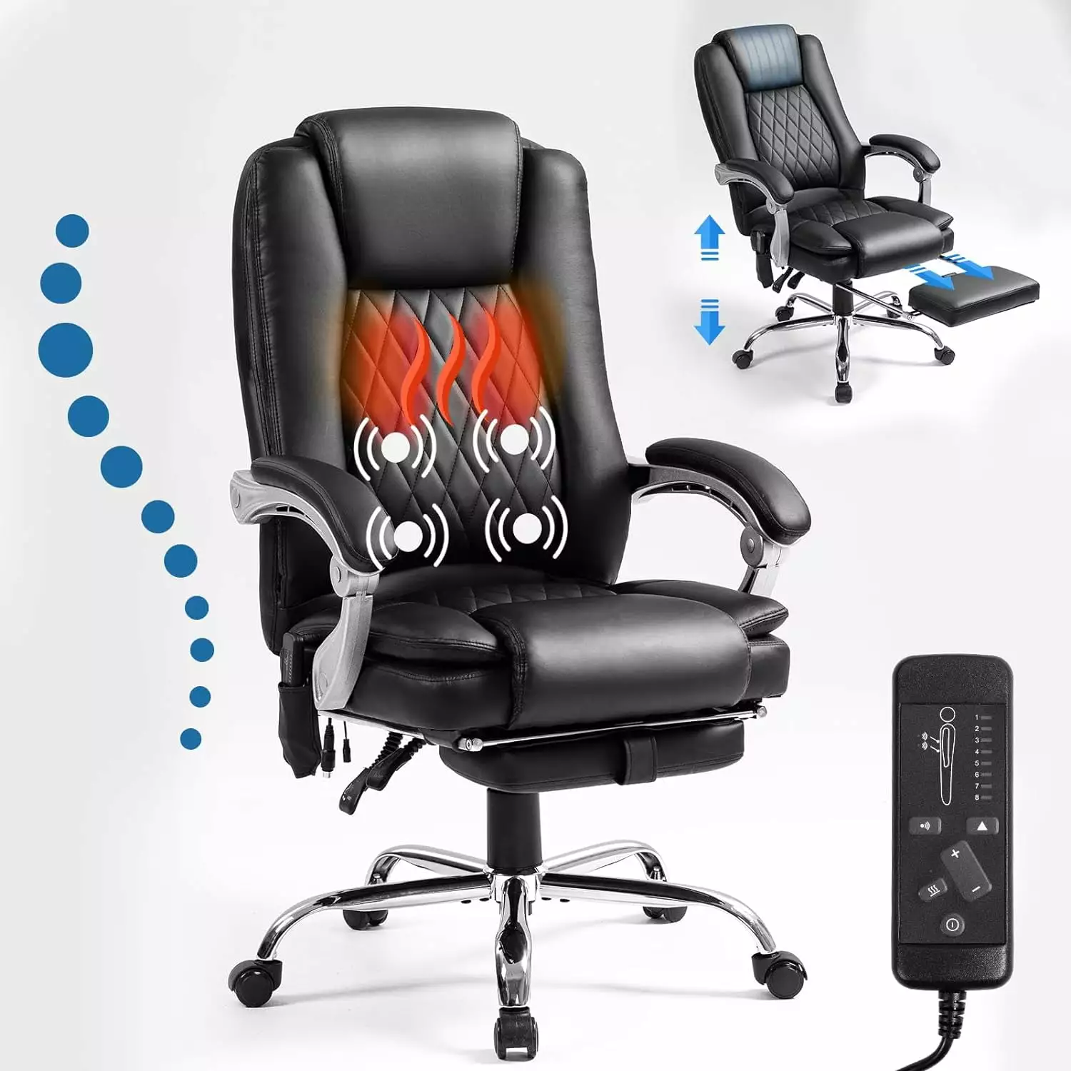 400lbs Executive Leather Office Chair Ergonomic Design Reclining Function Foot Rest LHY