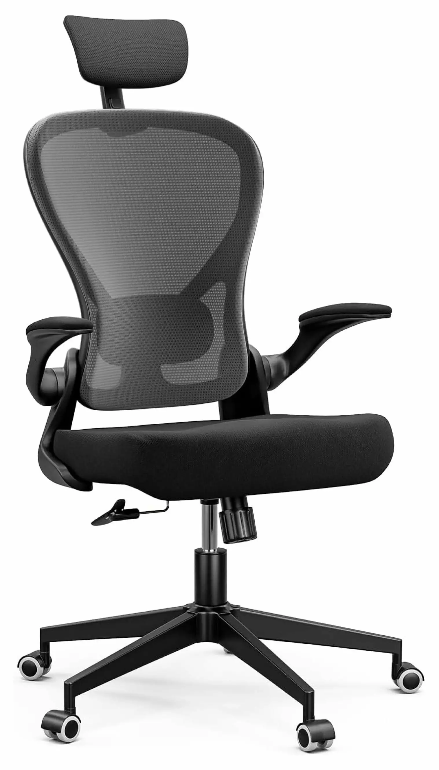 LirtedAura Ergonomic Home Office Desk Chair Flip-up Arms and Headrest Heavy Duty 450 lbs Capacity Black