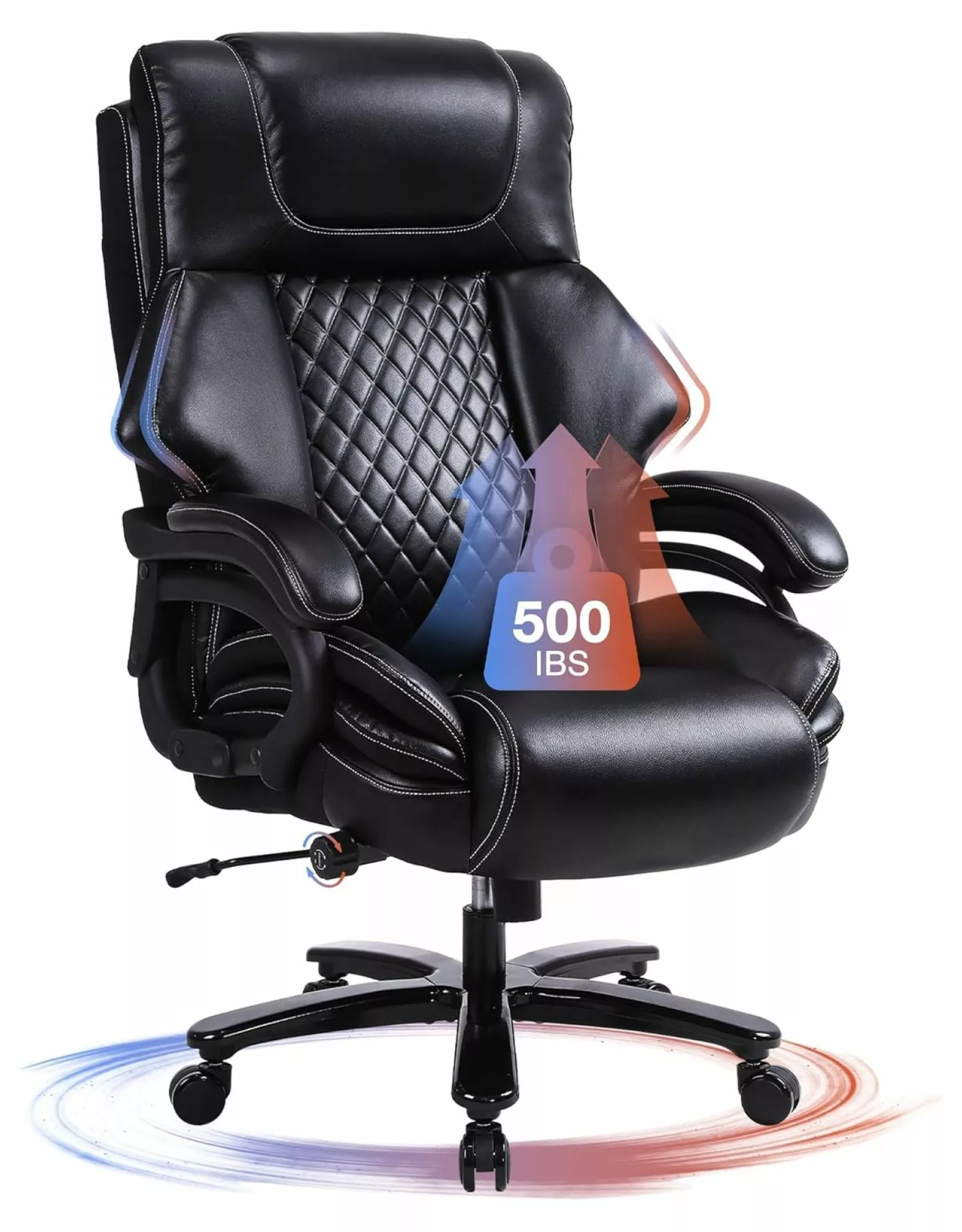 Big and Tall Office Chair 500lbs Capacity High Back Leather Design and Lumbar Support Heavy People OHHA