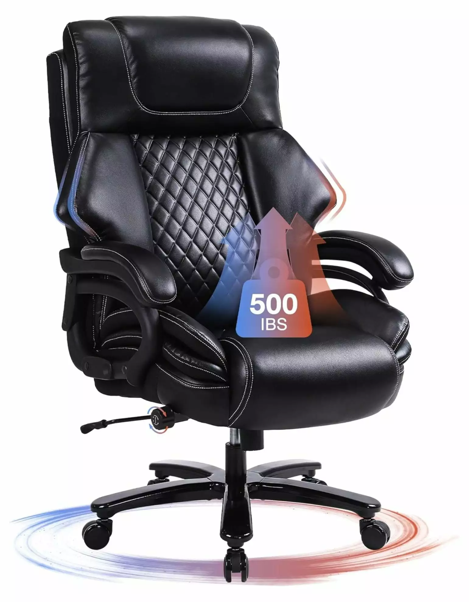 Big and Tall Office Chair 500lbs Capacity High Back Leather Design and Lumbar Support Heavy People Sichen