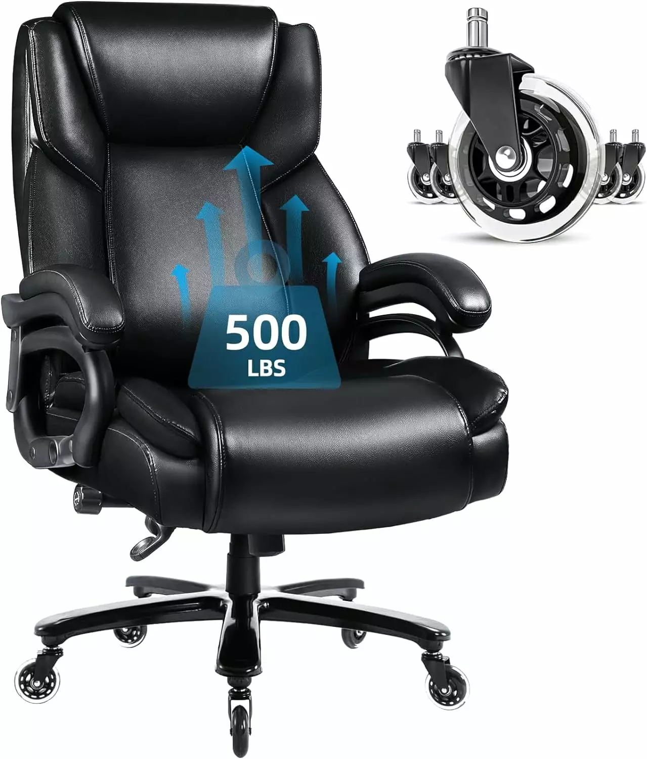 500lbs Heavy Duty Office Chair Low Back Pain Relief Big and Tall Chair Ergonomic Lumbar Support High Back Executive Chair ...