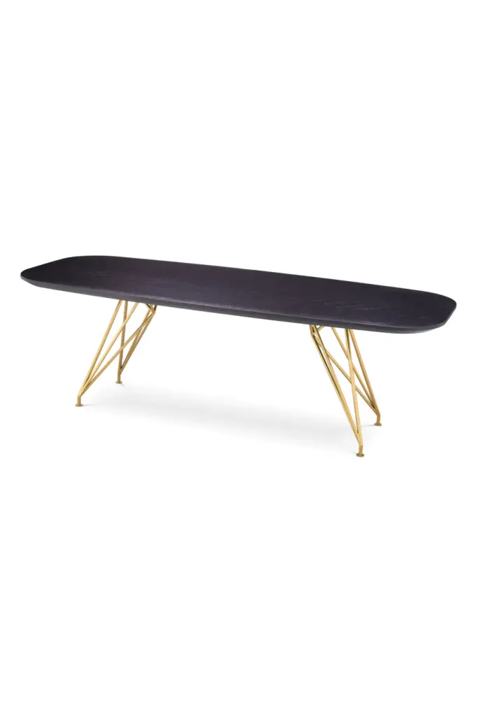 Black Oak Herringbone Dining Table Eichholtz Levante
