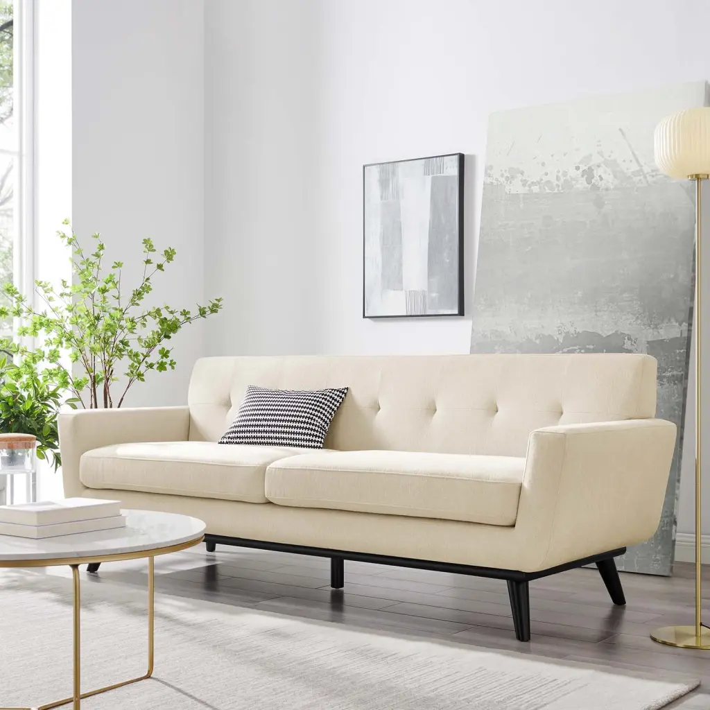 Modway Engage Herringbone Fabric Sofa Beige