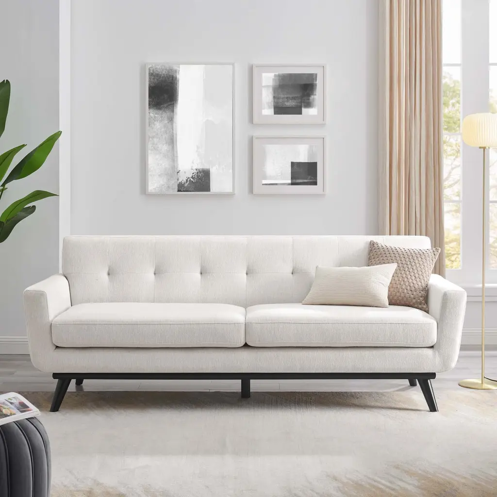Modway Engage Herringbone Fabric Sofa Ivory