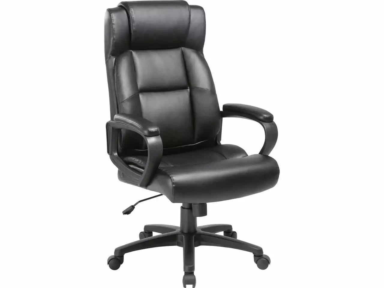 Lorell Soho High back Leather Executive Chair Black Bonded Leather Seat Black Bonded Leather Back 5 star Base 18.39 Seat W...