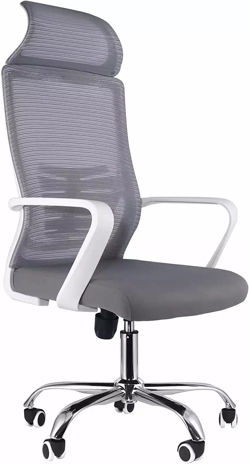 Grey Lifetime Home Ergonomic Office Chair High Back Desk Chair Lumbar Support Upgraded Wheels Adjustable Swivel Computer T...