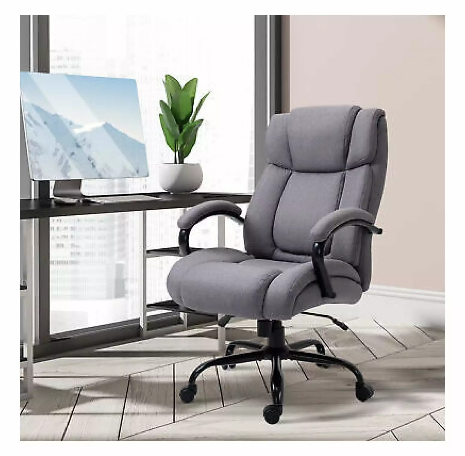High Back Computer Office Chair Ergonomic Reclining Armchair 485lb Capacity Task Chair FENG20