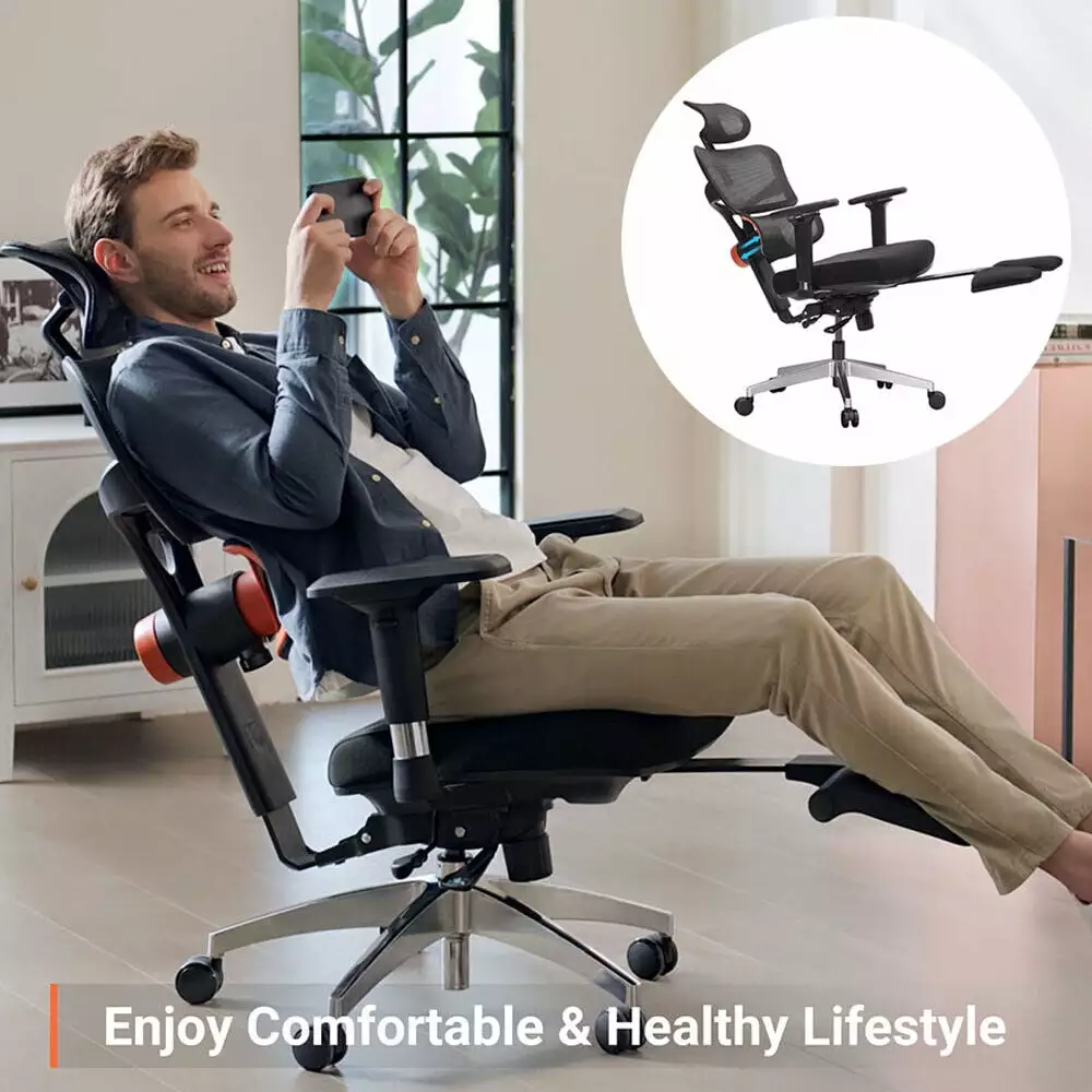TOPCHANCES High Back Office Chair Ergonomic Desk Chair Armrest Footrest Adjustable Lumbar Support Black