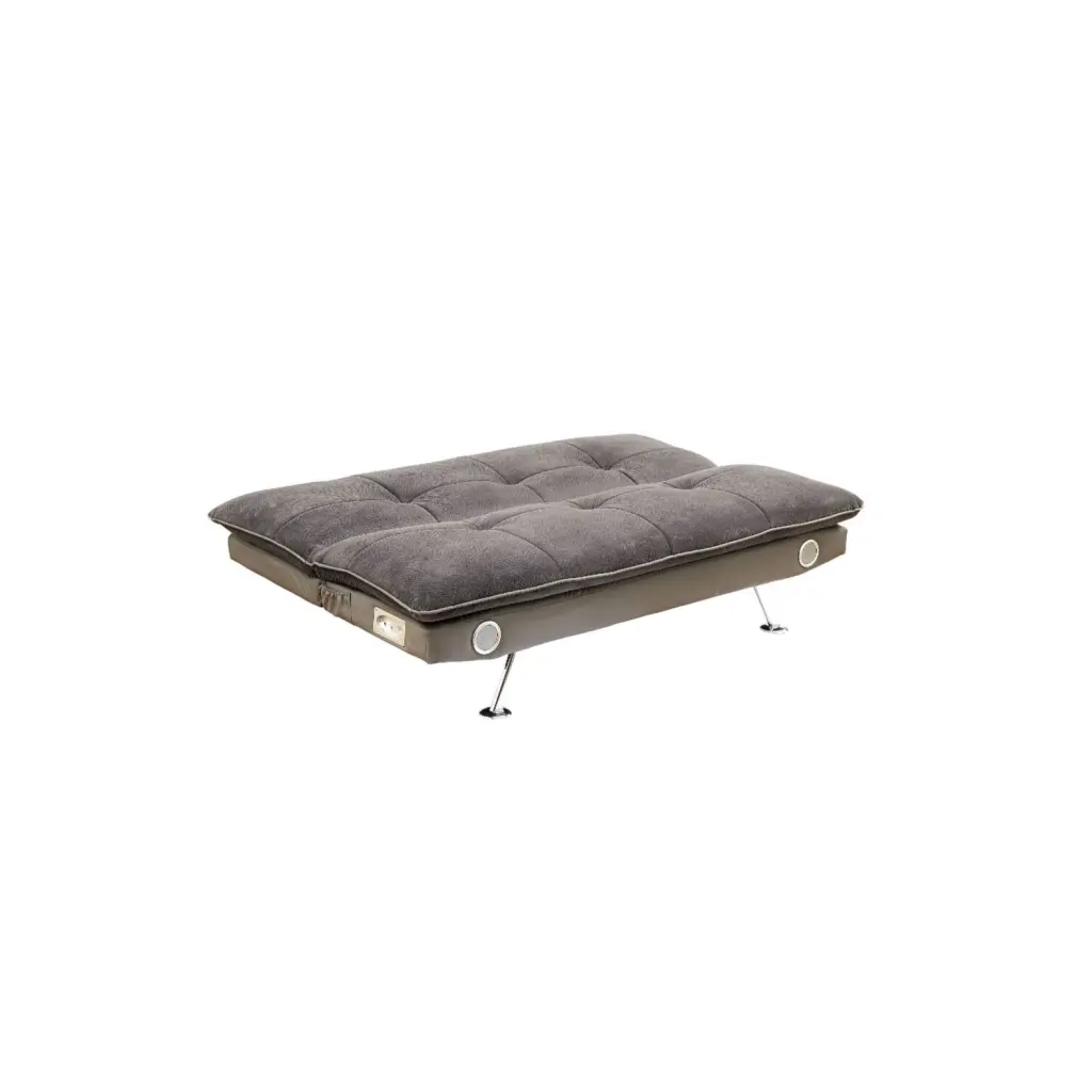 Benzara Gallagher Contemporary Futon Sofa Speaker & Bluetooth Function Gray Finish