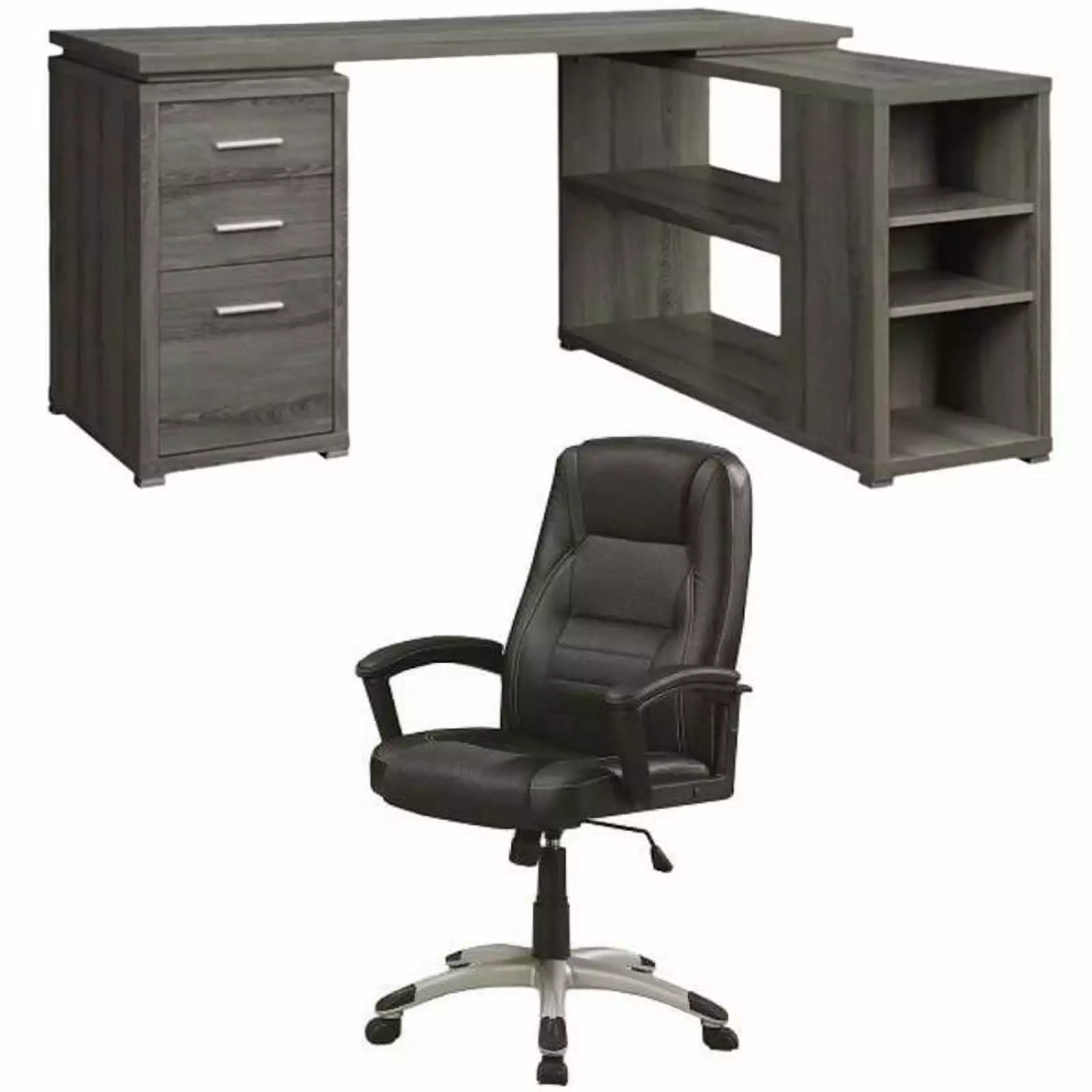 Home Square 2 Piece Furniture Set L Shaped Desk and Ergonomic Office Chair