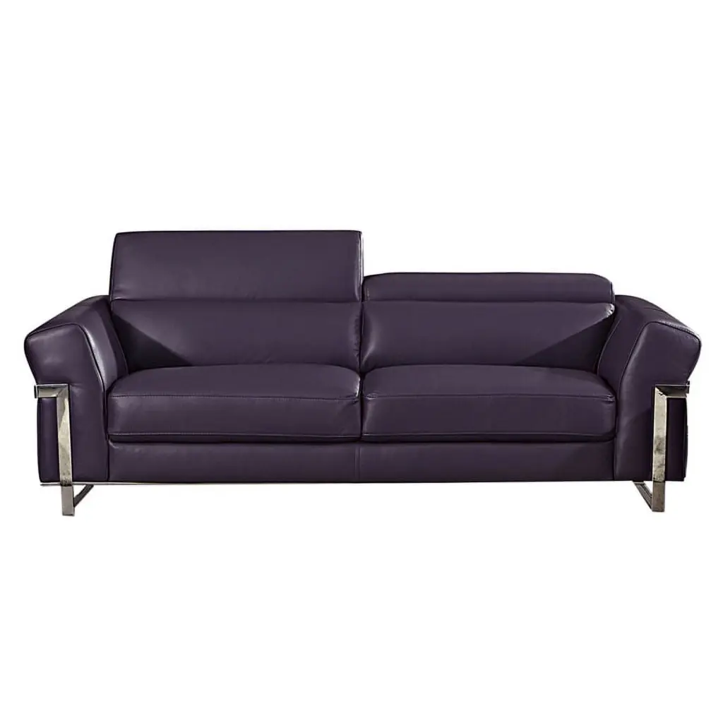 EK012 Purple Italian Full Leather Sofa American Eagle Furniture