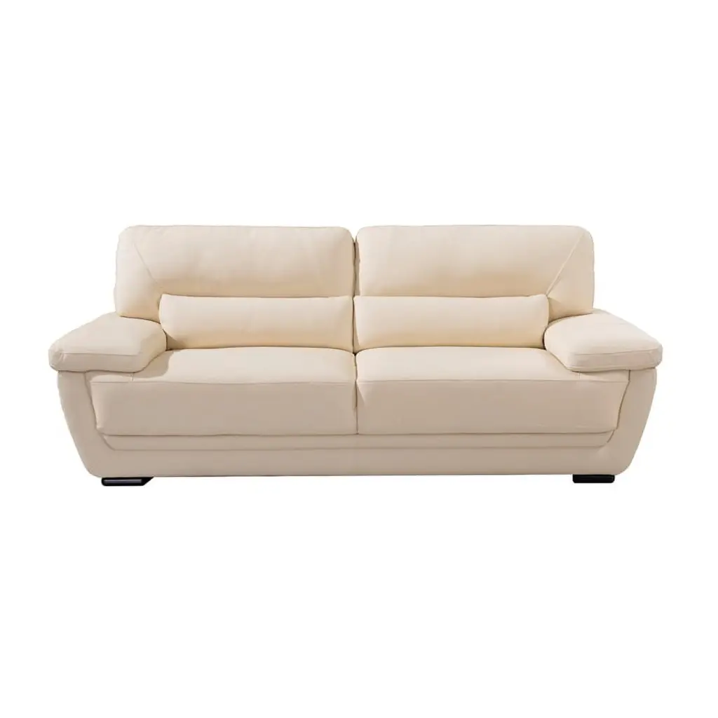 EK019 Cream Italian Leather Sofa Luxurious Upholstery American Eagle Furniture