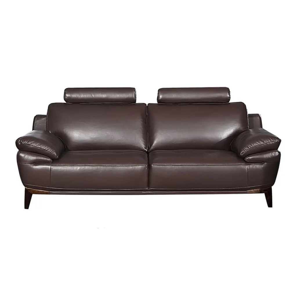 EK028 Dark Brown Italian Full Leather Sofa - Luxury Living Room Seating American Eagle Furniture