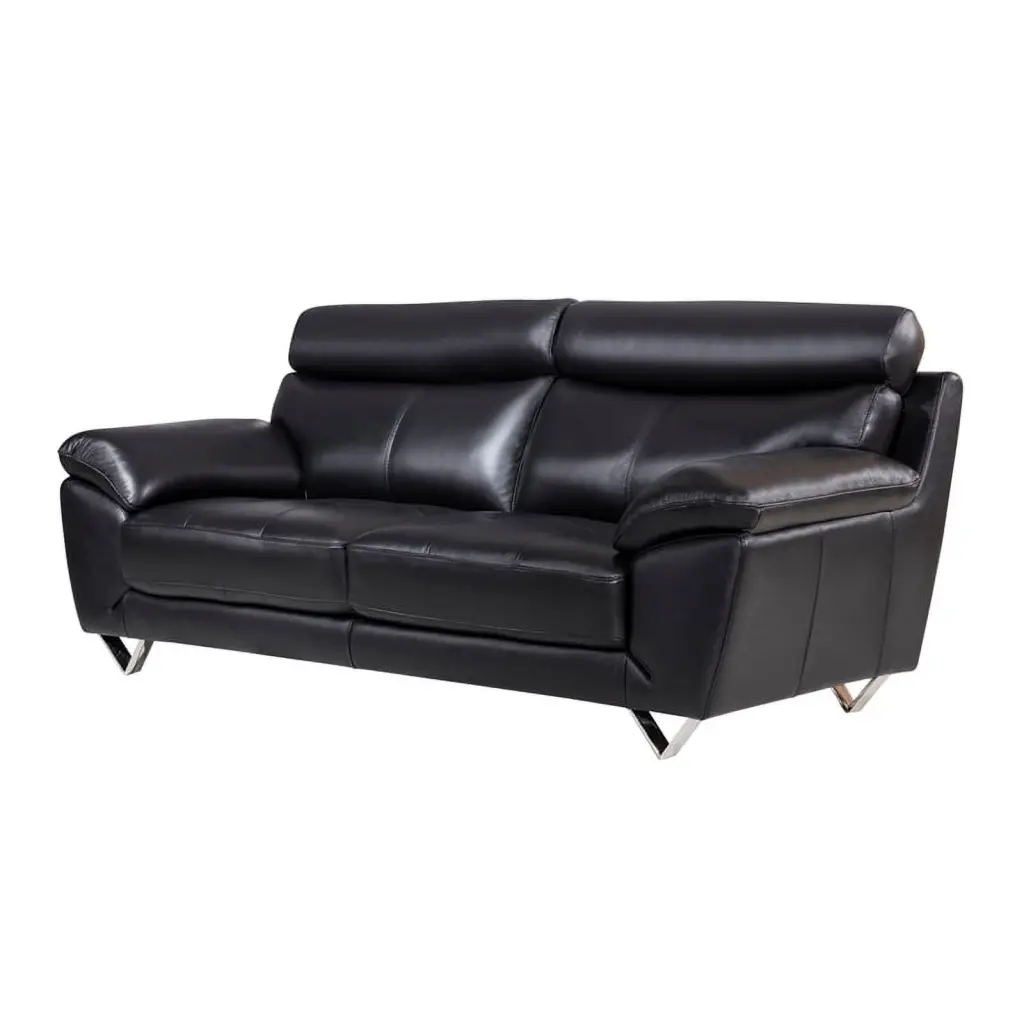 EK078 Black Italian Leather Sofa American Eagle Furniture