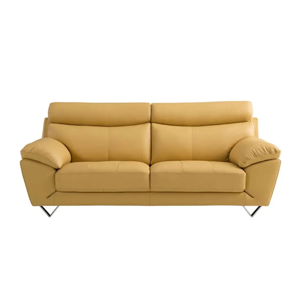 EK078 Yellow Italian Leather Sofa Modern Design American Eagle Furniture