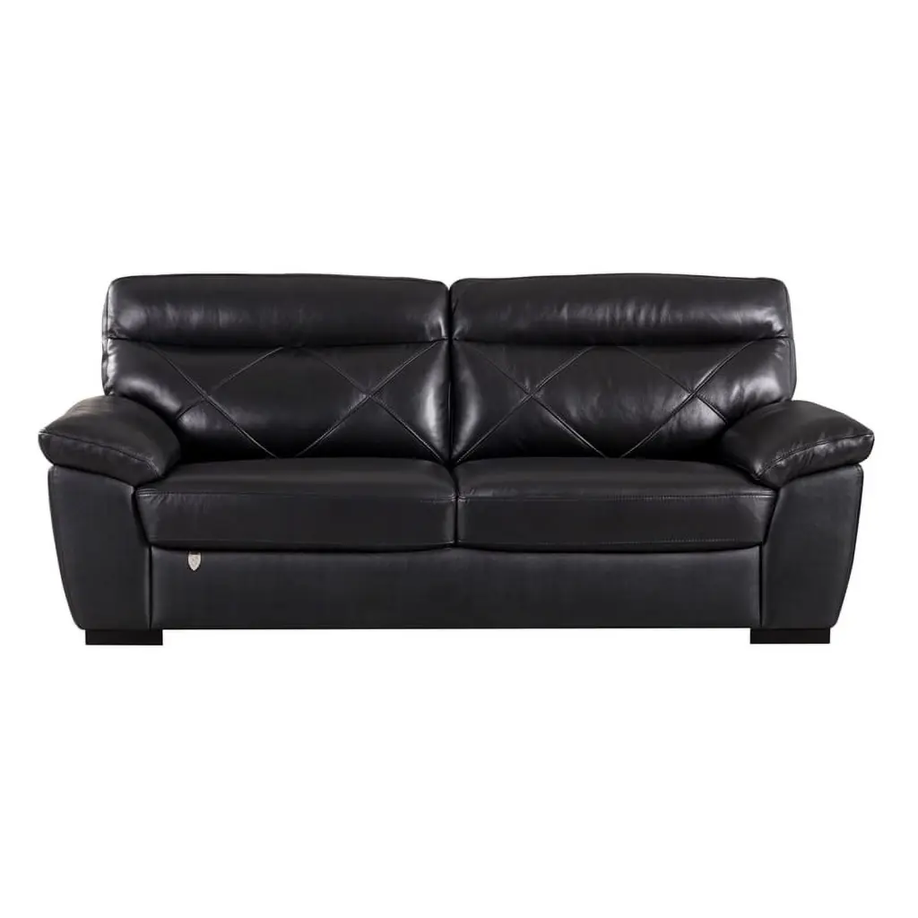 EK081 Black Italian Leather Sofa Contemporary Design American Eagle Furniture