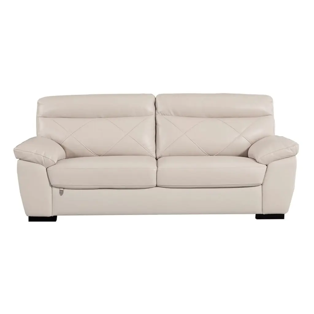 EK081 Italian Light Gray Leather Sofa Wooden Legs American Eagle Furniture