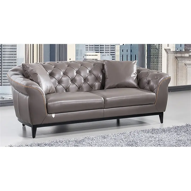 EK093 Taupe Brown Color Full Italian Aniline Leather Sofa - High-End Living Room Sofa American Eagle Furniture