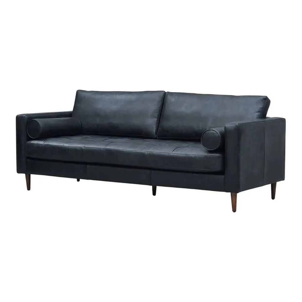 Crafters and Weavers Alamo Contemporary Italian Leather Sofa Slate - Elegant Modern Design