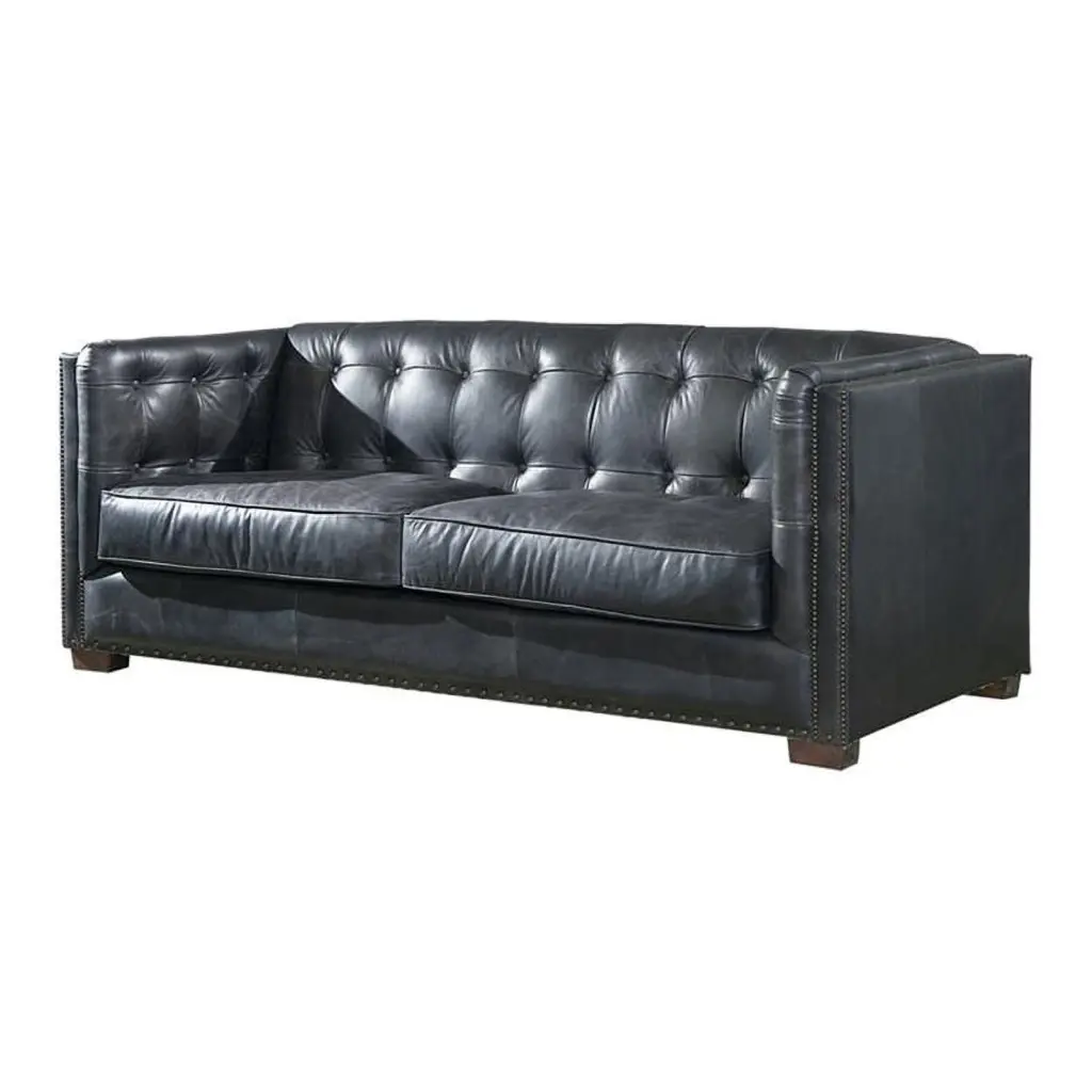 Crafters and Weavers Tuxedo Contemporary Italian Leather Sofa Slate - Modern Sophistication