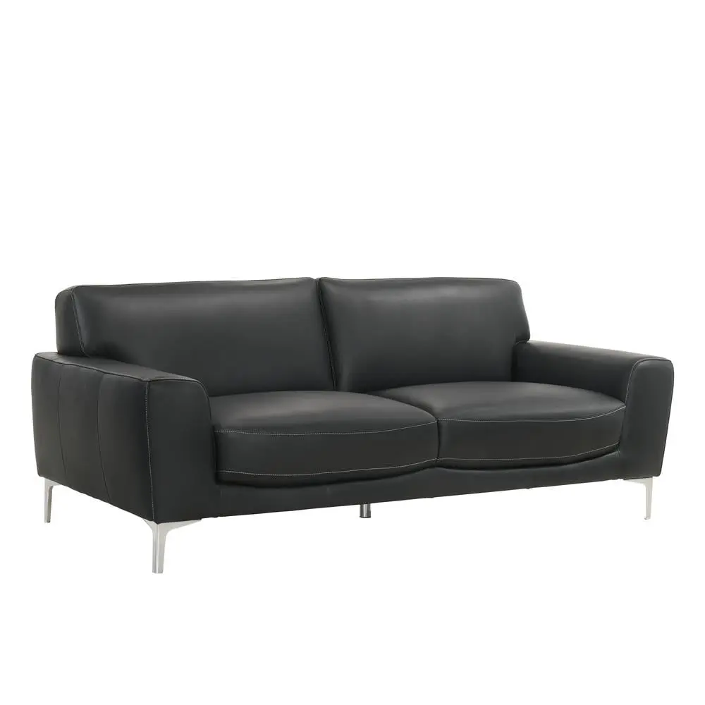 New Classic Furniture Carrara Italian Leather Upholstered Sofa Black - Premium Living Room Sofa