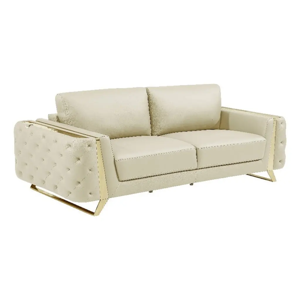 Titan Furnishings Modern Genuine Italian Leather Upholstered Sofa - Luxury Living Room Furniture