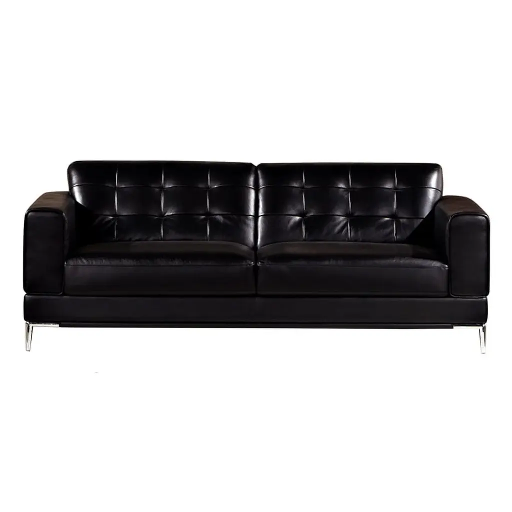 EK003 Black Italian Leather Sofa Modern Luxury Living Room Couch American Eagle Furniture
