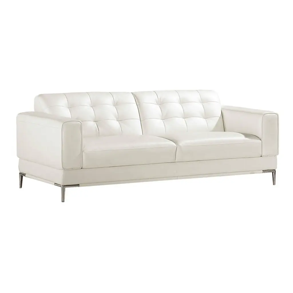 EK003 White Italian Leather Sofa - Modern Luxury Living Room Couch American Eagle Furniture