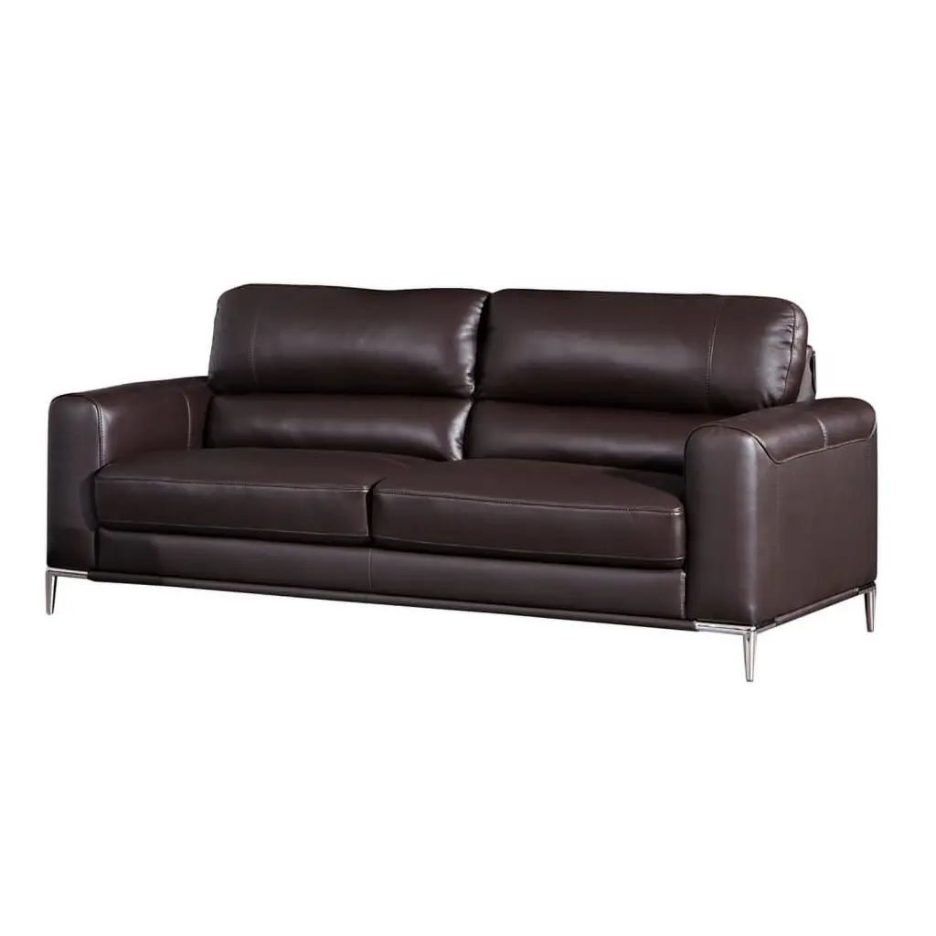 EK016 Dark Chocolate Italian Leather Sofa Brown Color American Eagle Furniture
