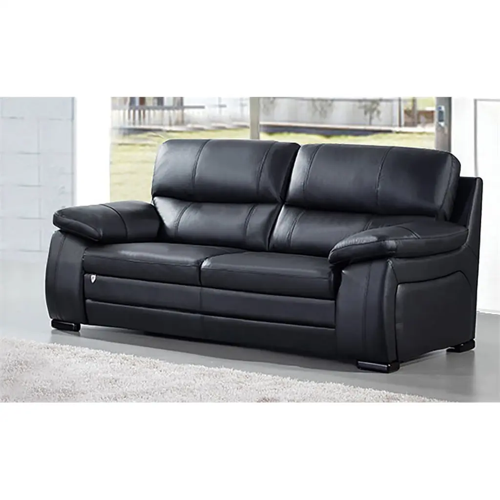 EK041 Black Italian Leather Sofa - Luxury Contemporary Living Room Couch American Eagle Furniture