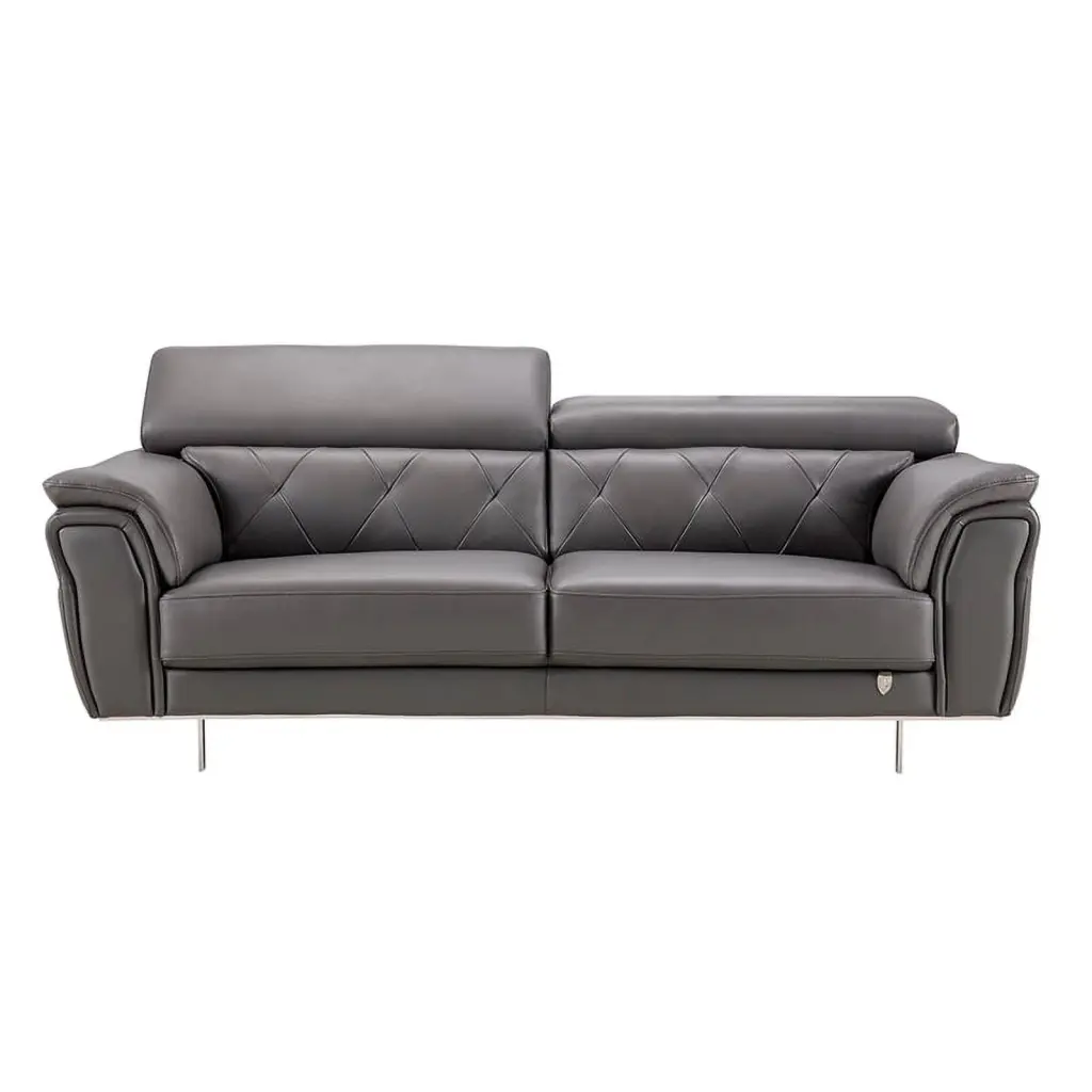 EK068 Dark Gray Italian Leather Sofa - Elegant Contemporary Living Room Sofa American Eagle Furniture