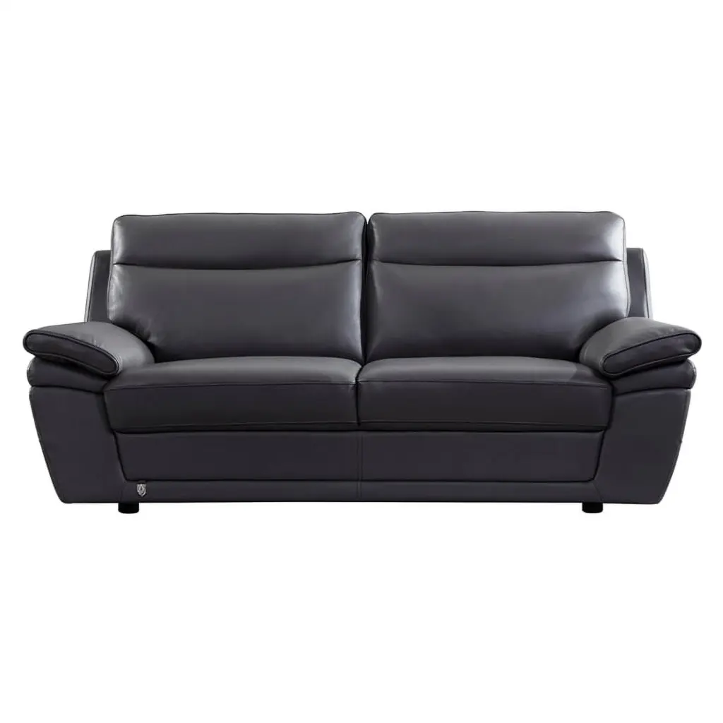 EK092 Gray Italian Leather Sofa Modern Living Room American Eagle Furniture