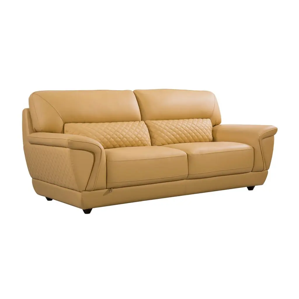 EK099 Yellow Italian Leather Sofa - Unique Living Room Furniture American Eagle Furniture
