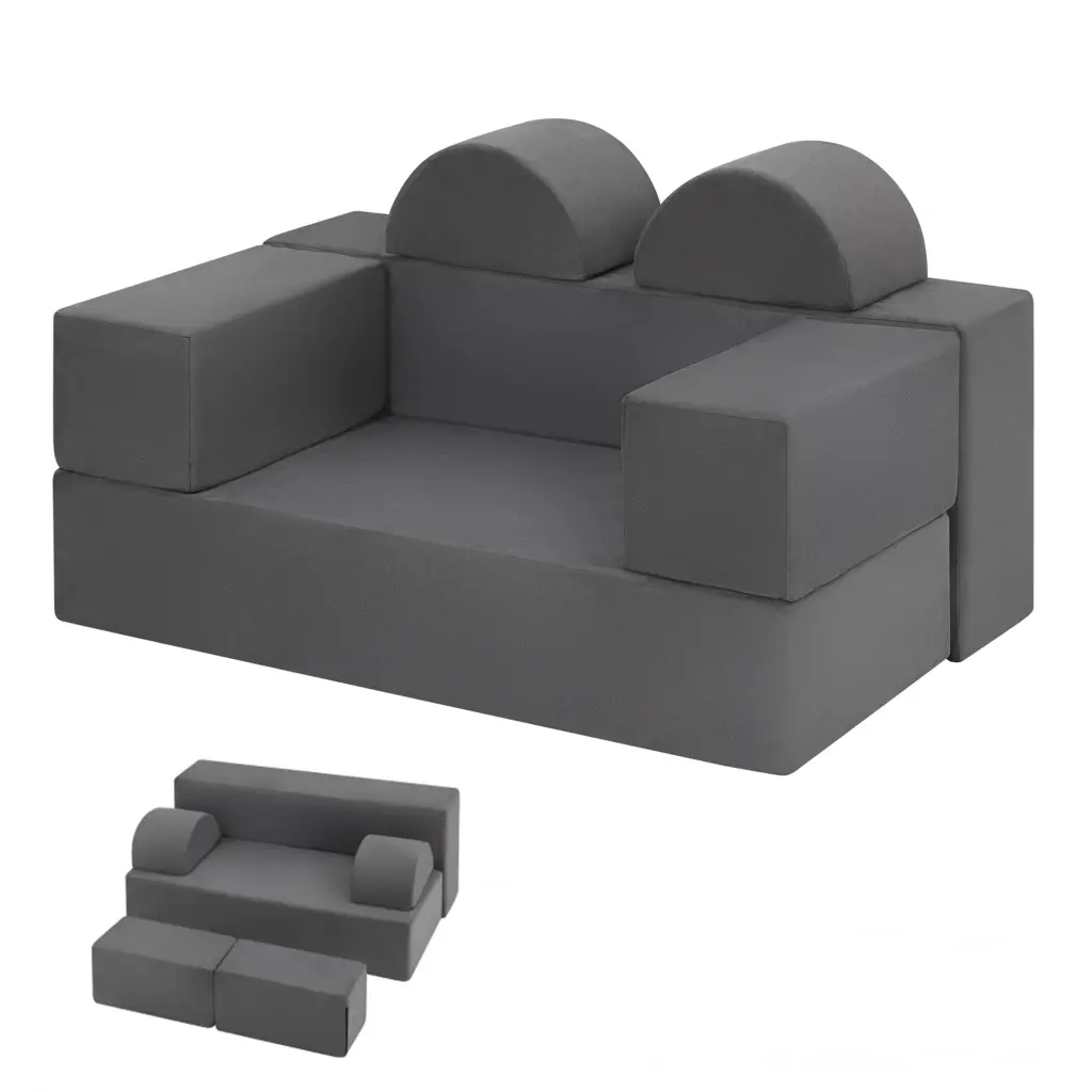 Modular Toddler Couch Kids Bedroom Playroom Furniture Gift Gray YIYADO