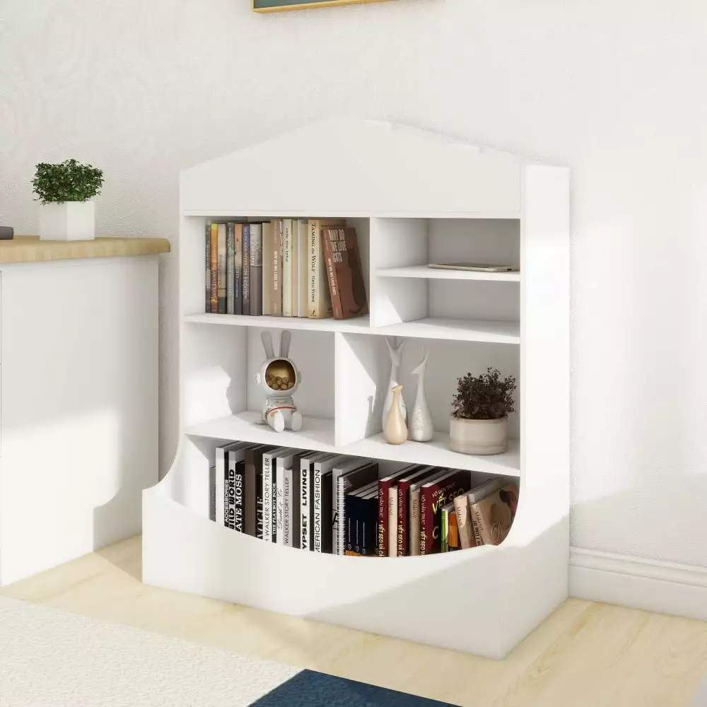 Gzxs Multi-Functional Kids Bookcase Top 4 Compartments Open Storage Shelves and Toys Organizer Playroom Children Bedroom W...