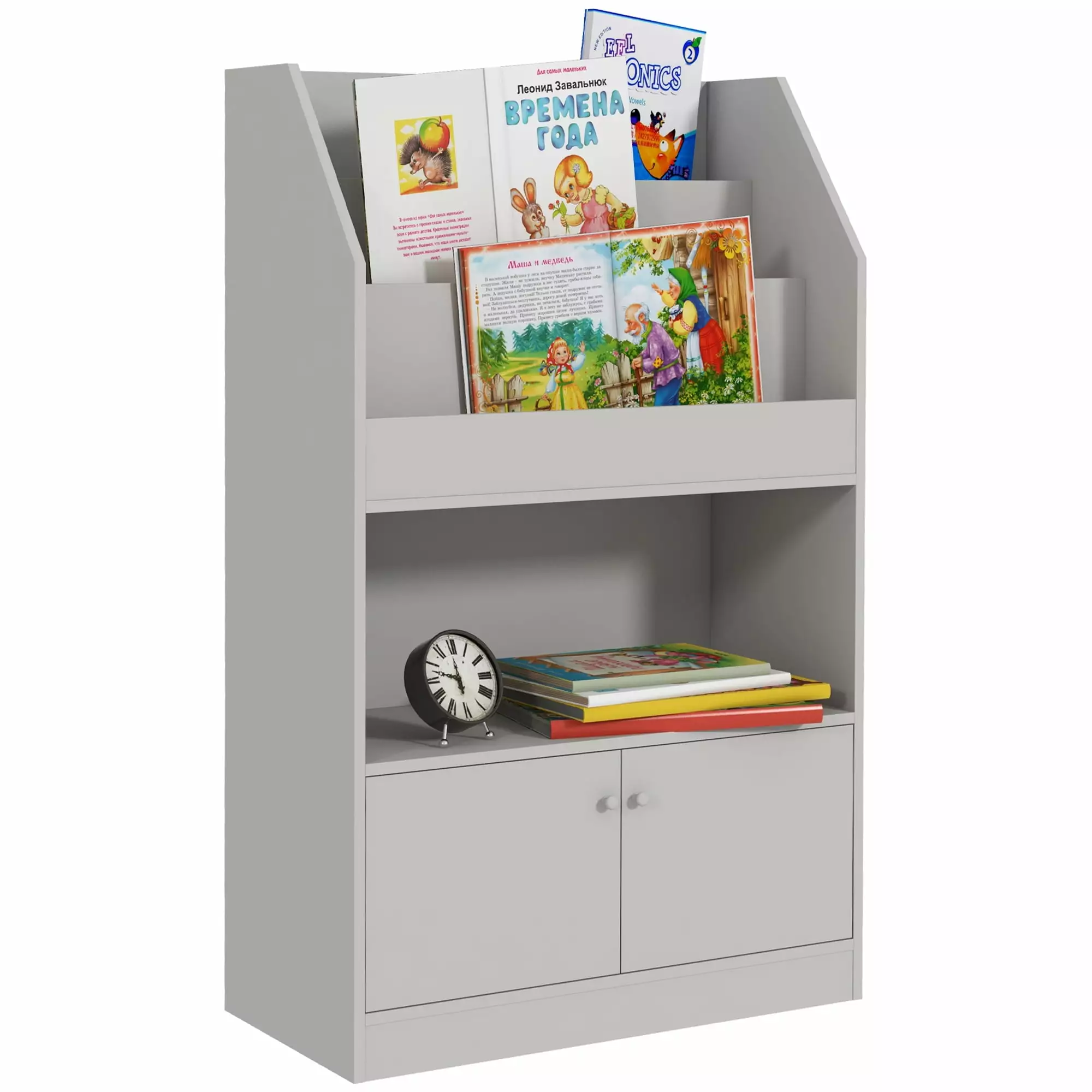 Toy Storage Cabinet Kids Bookcase Children's Bookshelf Kids Room Bedroom Playroom Nursery Gray Jamini