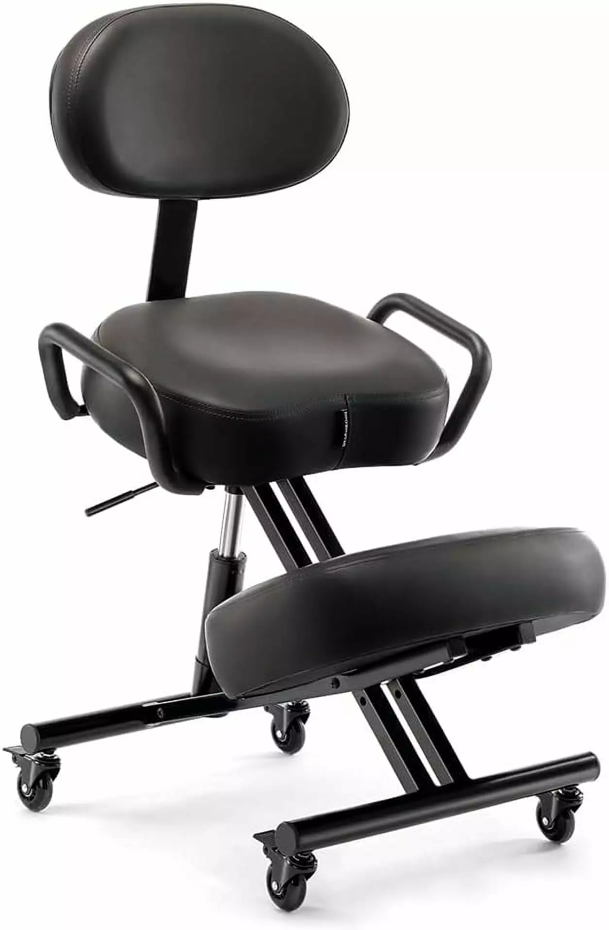 Ergonomic Kneeling Chair 512 AKONI Adjustable Stool Backrest and Locking Wheels Black YUQIN