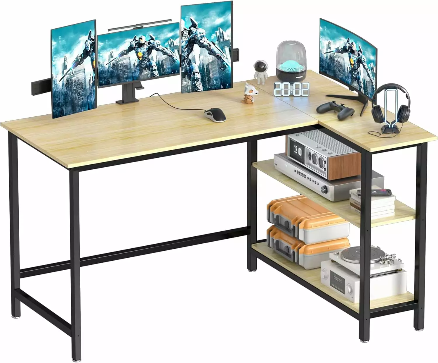 43 Inch L Shaped Gaming Desk Home Office - Modern Simple Wooden Desk - Beech A&A Manufacturing