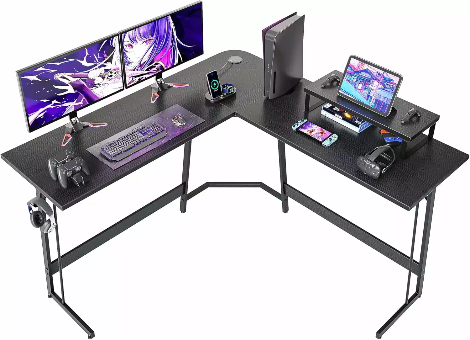 L Shaped Gaming Desk 47 Inch Computer Desk Monitor Stand PC Gaming Desk Corner Desk Table Home Office A&A Manufacturing