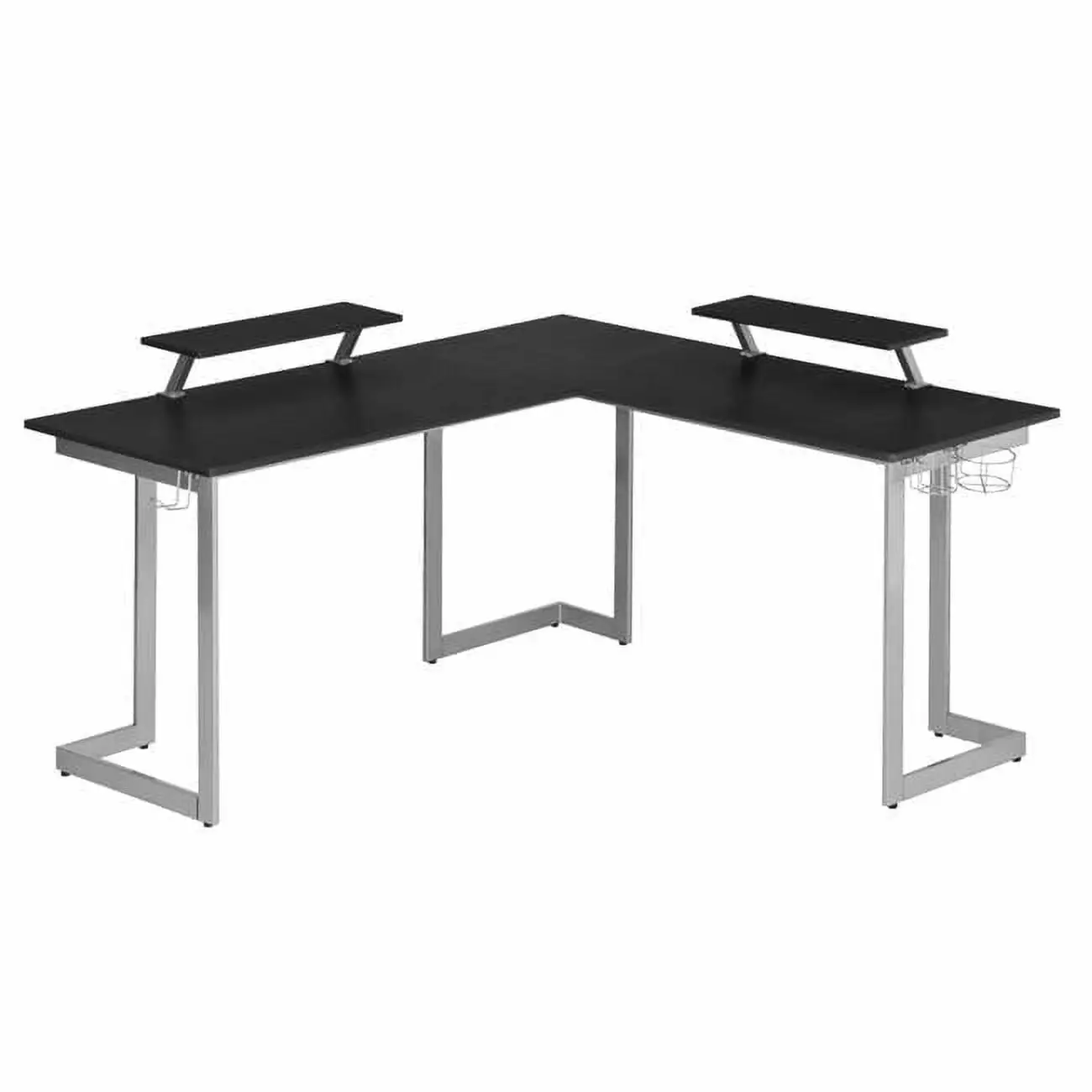 Warrior L-Shaped Gaming Desk Black Corner Computer Workstation Bullicio